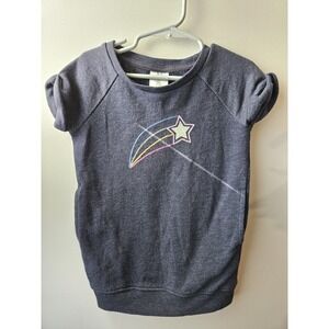 GAP blue short sleeve shooting star glitter sweatshirt dress with pockets Sz 2T